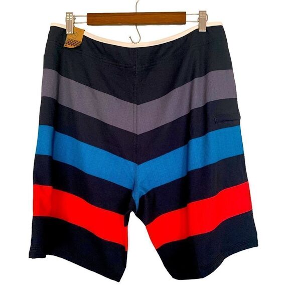 Burnside NWT Y2K Multicolor Striped Board Shorts Sz 34 - Picture 2 of 5
